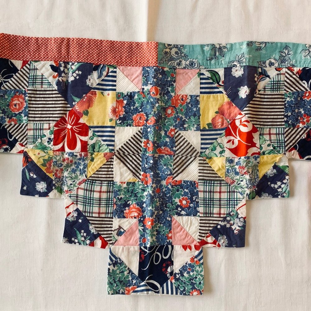 Vintage Hand Made 50s Colorful Quilted Half Apron